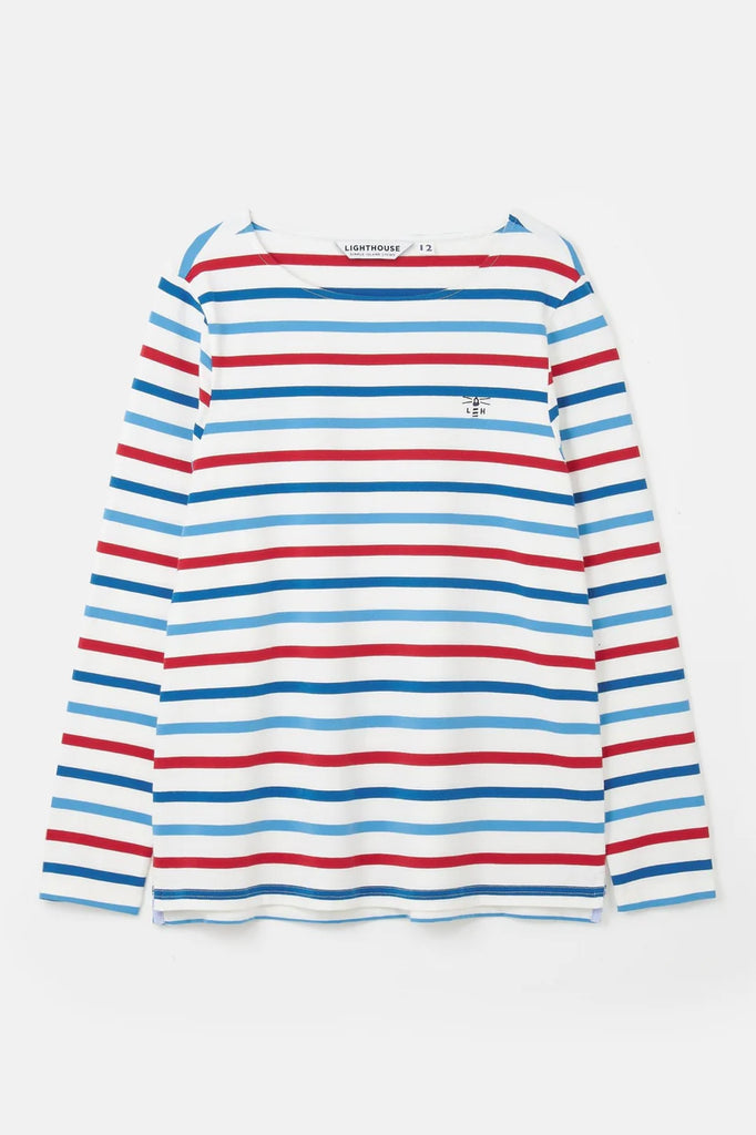 LIghthouse Causeway Breton Top Red/Teal Stripe