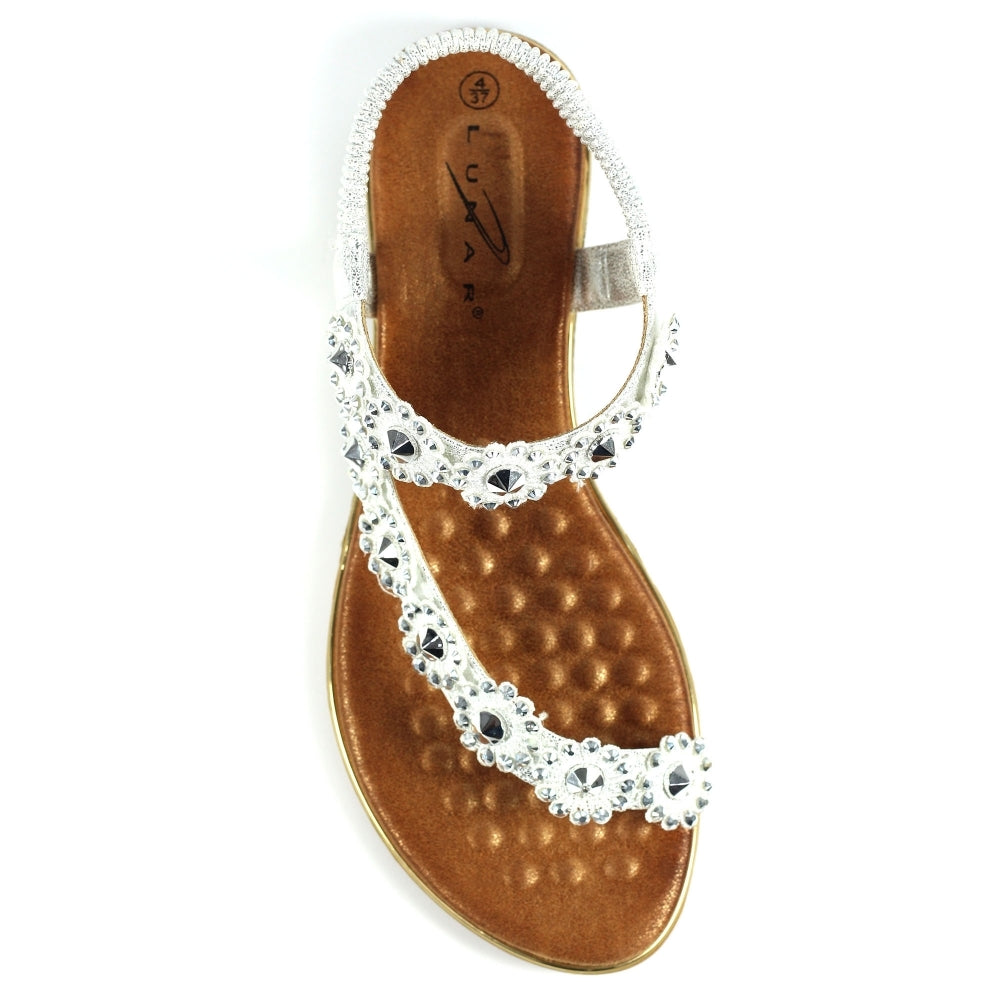 Lunar Charlotte II Toe Loop Sandal JLH455 SL Silver