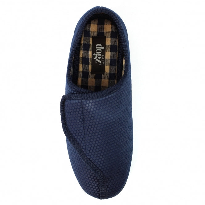 Mens Columbus III Lazydogz Touch Fasten Slipper KMD108 BL Navy