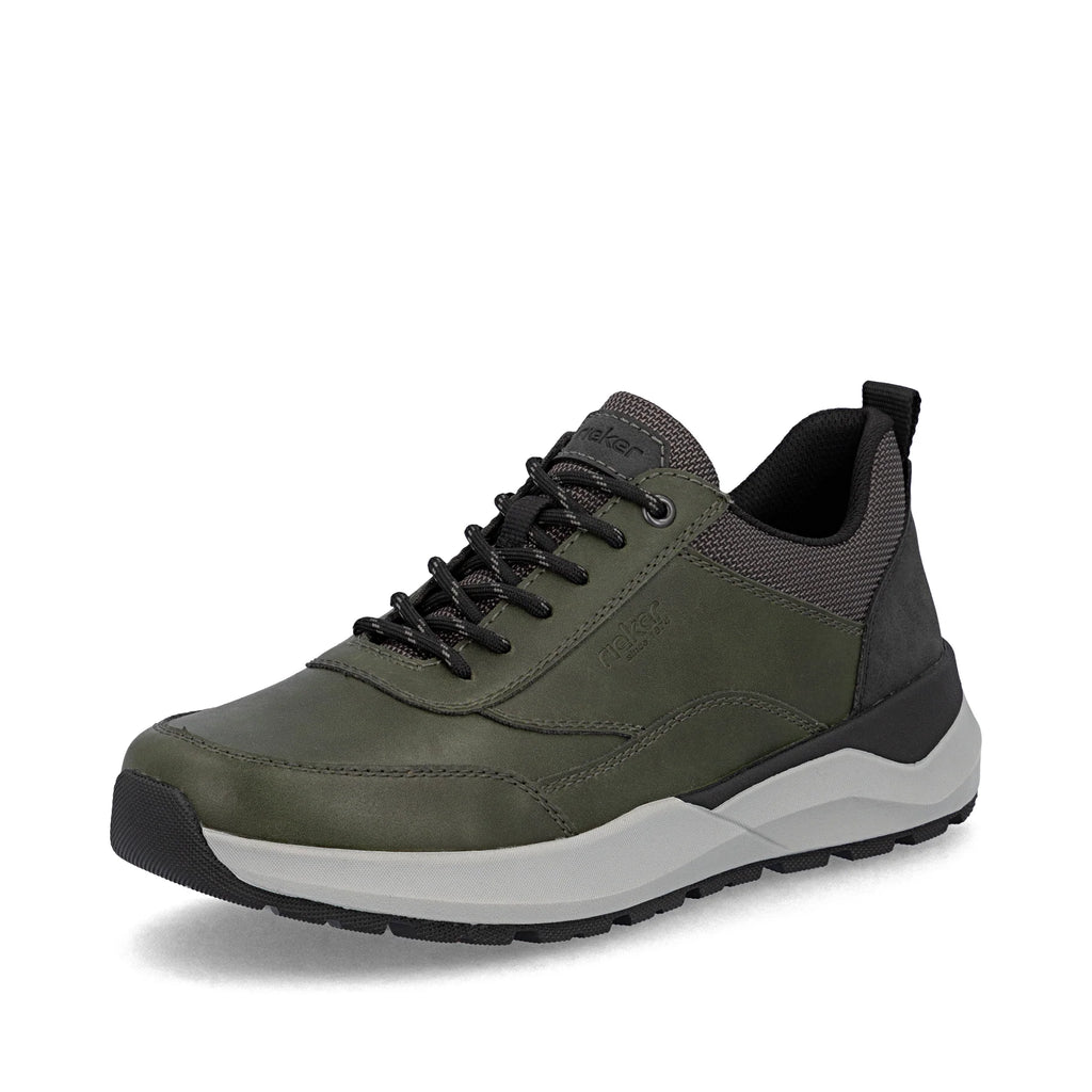Rieker 06000-54 Mens Zip & Lace Casual Shoe Olive Green