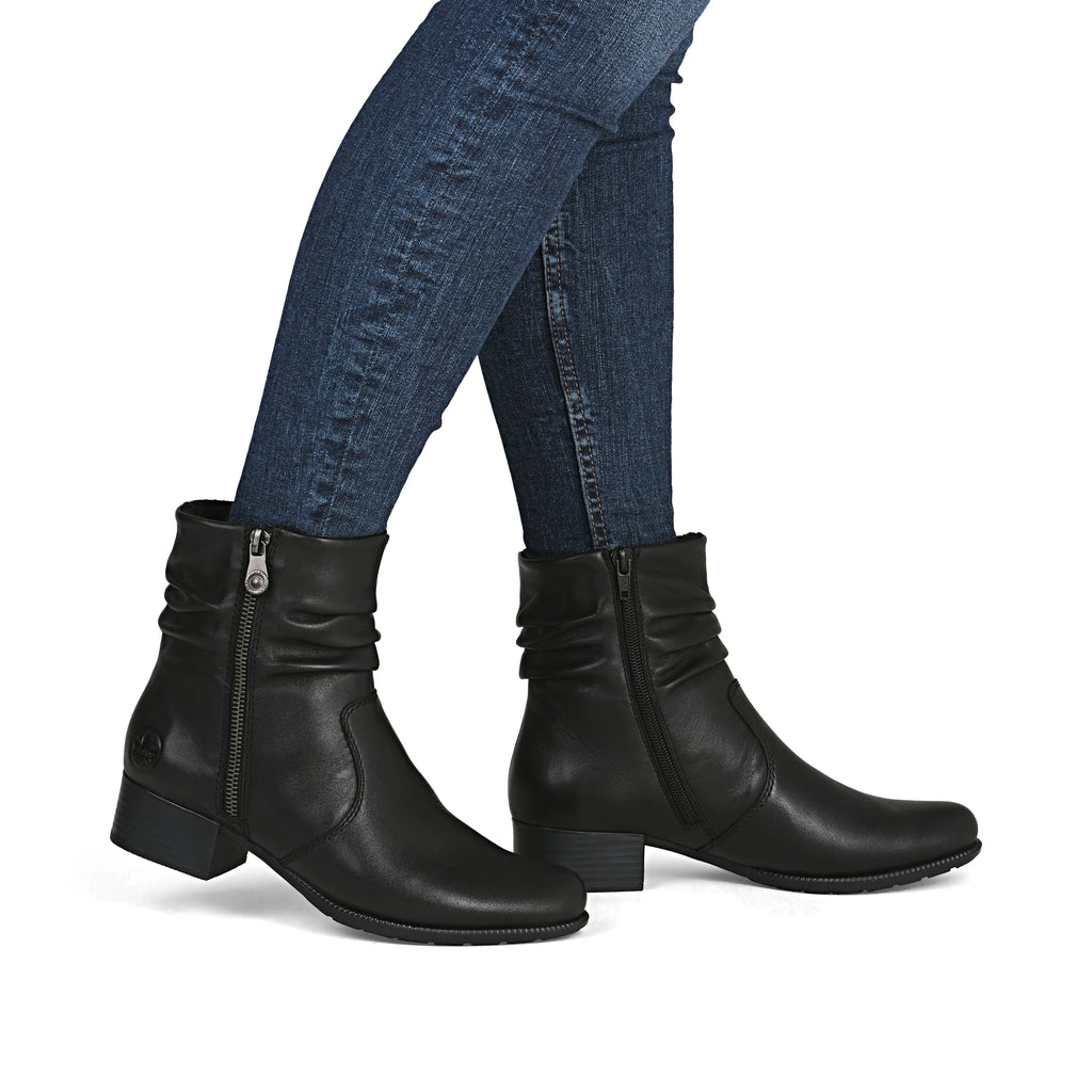 Rieker 78656-00 Ladies Low Heeled Ankle Boot Black