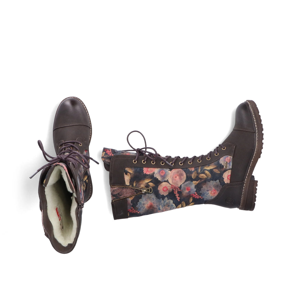 Rieker 94731-91 Ladies RiekerTex Tall Lace Up Boot Multi/Floral