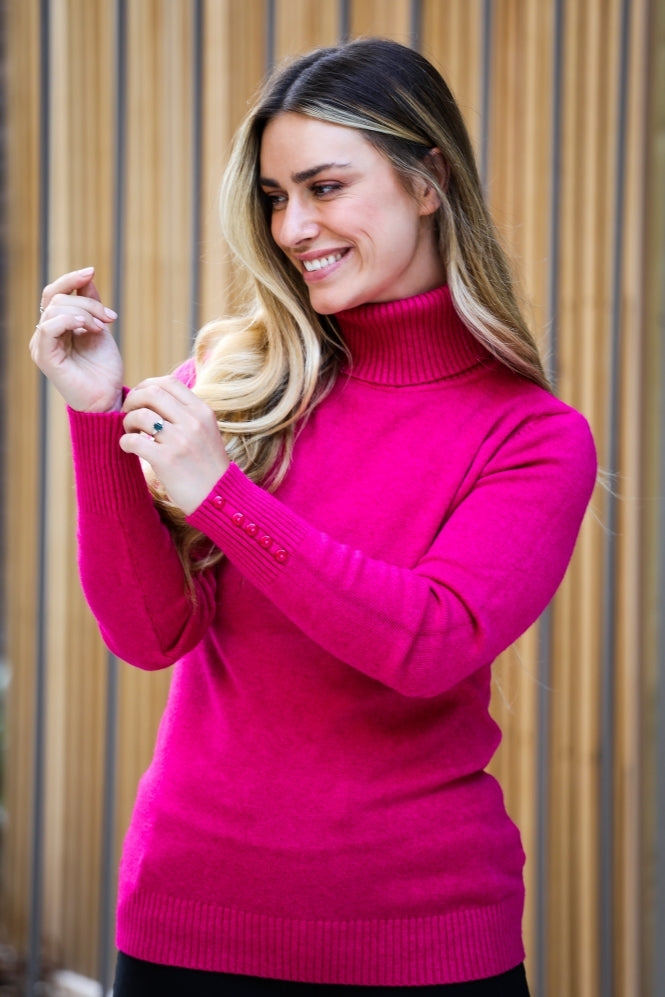 Hot pink 2025 roll neck jumper