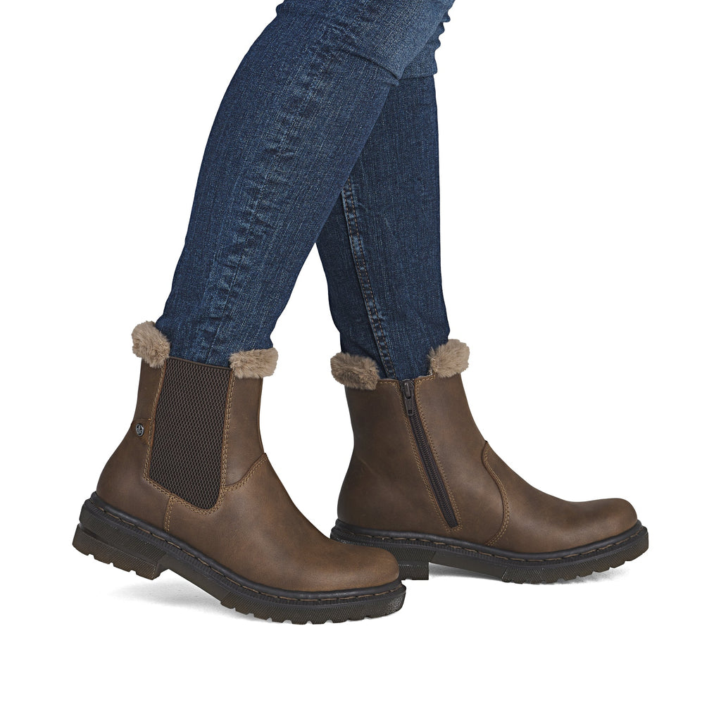 Rieker 78250-22 Ladies Warm lined Ankle Boot Brown
