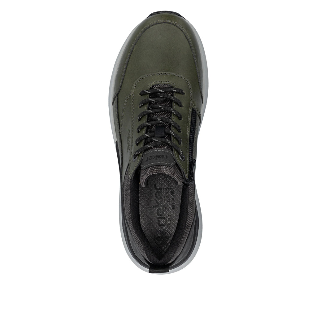 Rieker 06000-54 Mens Zip & Lace Casual Shoe Olive Green