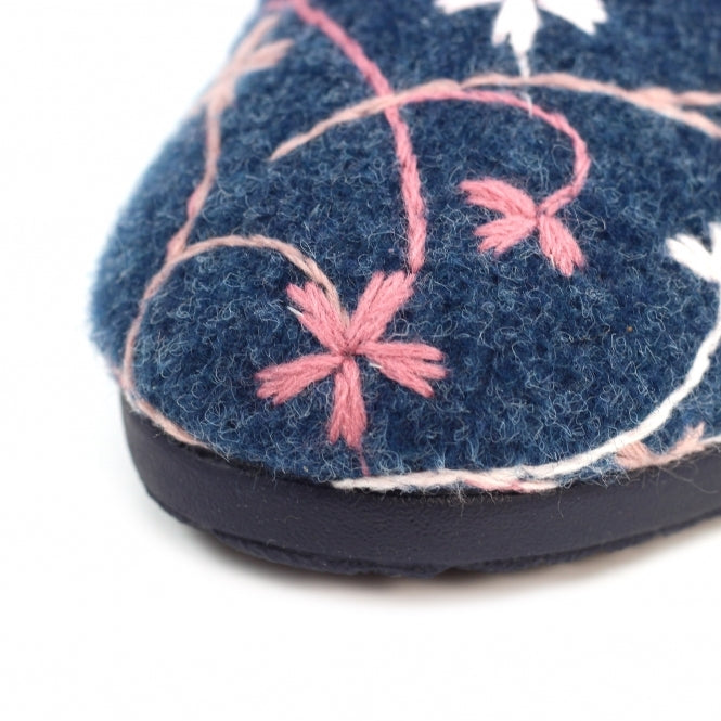 Lunar Harlow Ladies Low Wedge Mule Slipper KLA249 BL Navy