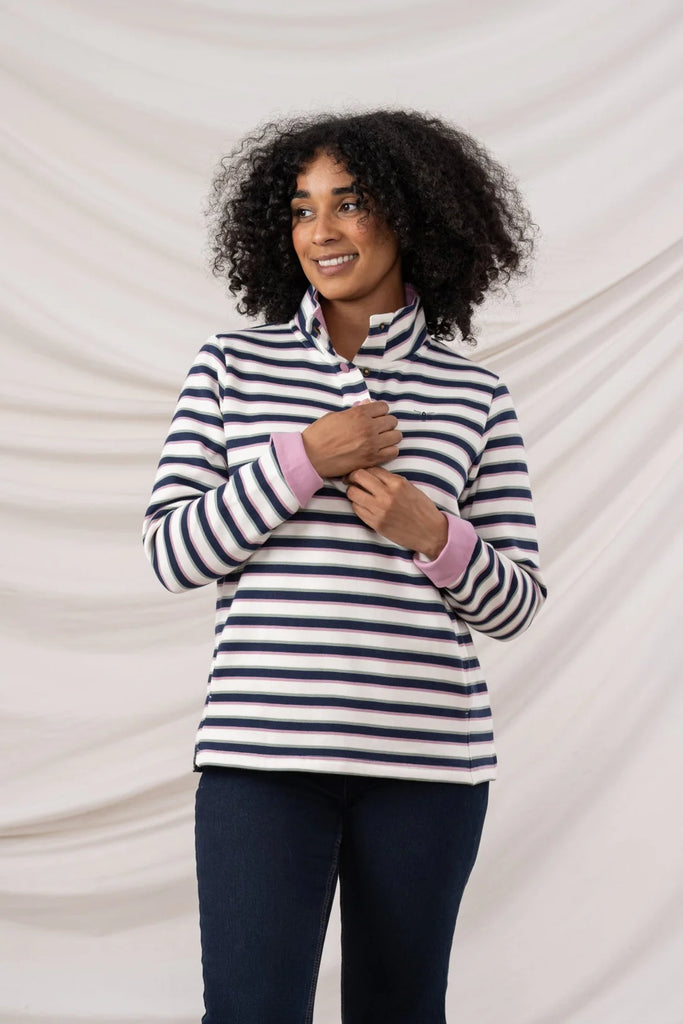 Lighthouse Haven II Jersey - Navy Sage Rose Stripe