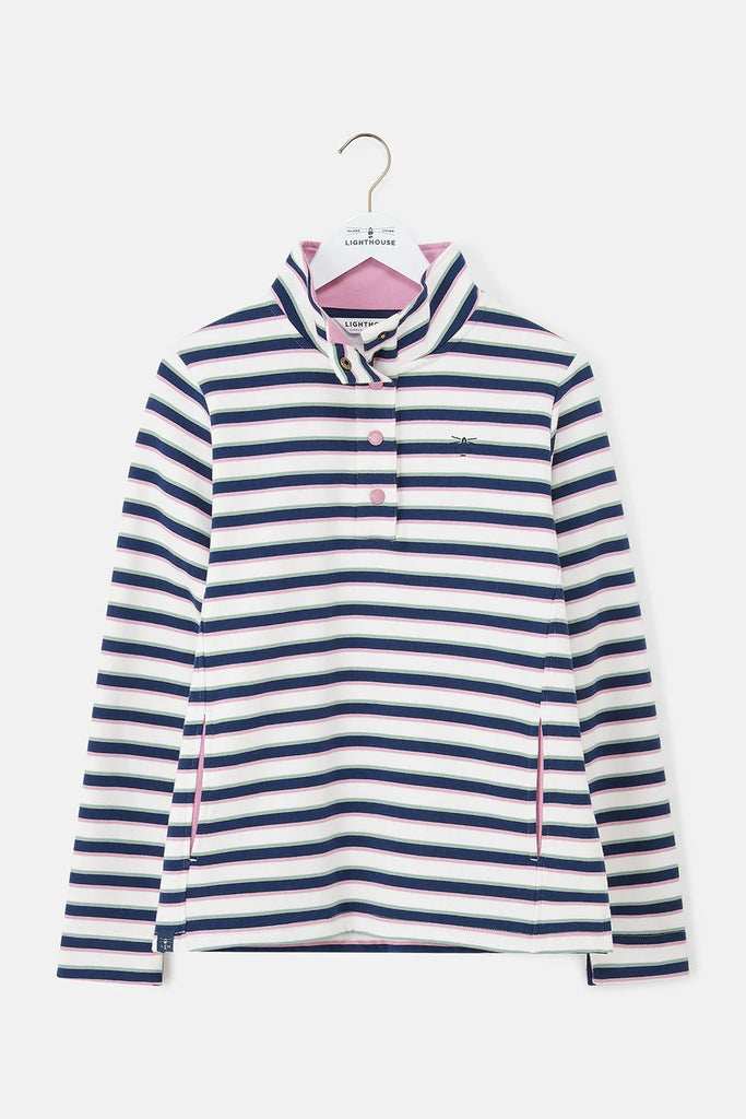 Lighthouse Haven II Jersey - Navy Sage Rose Stripe