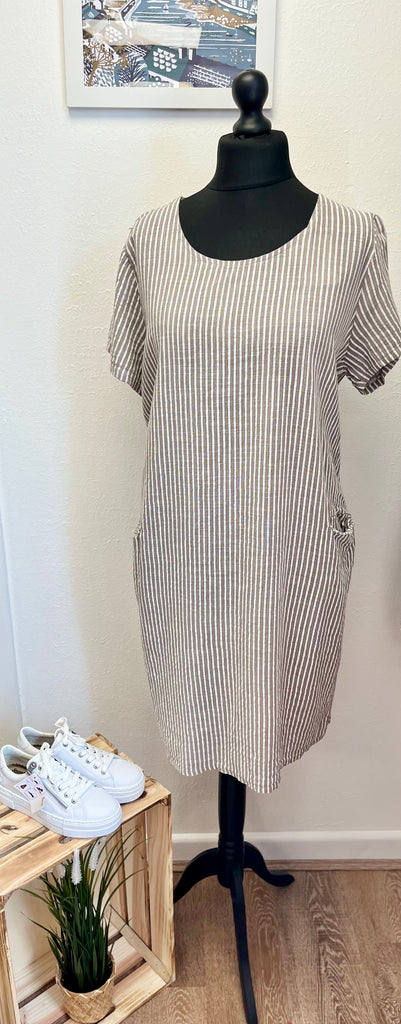 Striped Cotton Pocket Dress One Size Up to UK18