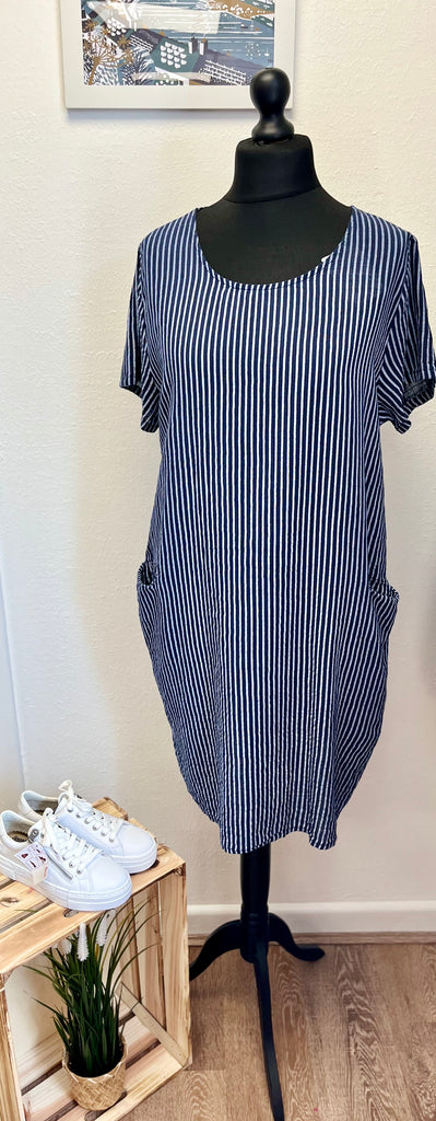 Striped Cotton Pocket Dress One Size Up to UK18