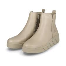 Rieker Evolution W0562-62 Ladies Zip Chunky Ankle Boot Cream