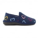 Lunar Joyful Full Slipper Navy Blue Hearts KLS134BL