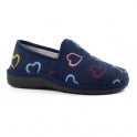 Lunar Joyful Full Slipper Navy Blue Hearts KLS134BL