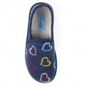 Lunar Joyful Full Slipper Navy Blue Hearts KLS134BL