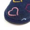 Lunar Joyful Full Slipper Navy Blue Hearts KLS134BL