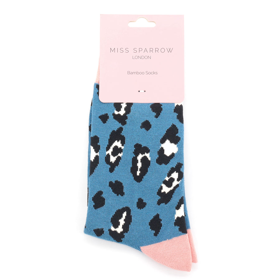 Miss Sparrow Leopard Spot Bamboo Socks Denim