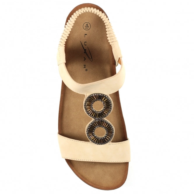 Lunar Barwell Ladies Beige Low Wedge Sandal JLH359