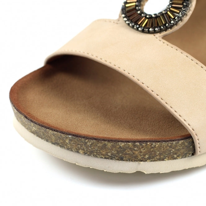 Lunar Barwell Ladies Beige Low Wedge Sandal JLH359