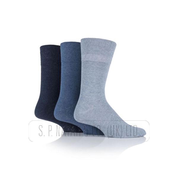 Mens Gentle Grip Socks 3 Pair Pack 6 - 11 SOMRG53 Blue