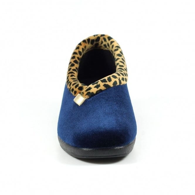 Lunar Paloma Leopard Trim Slipper KLA005 BL Navy