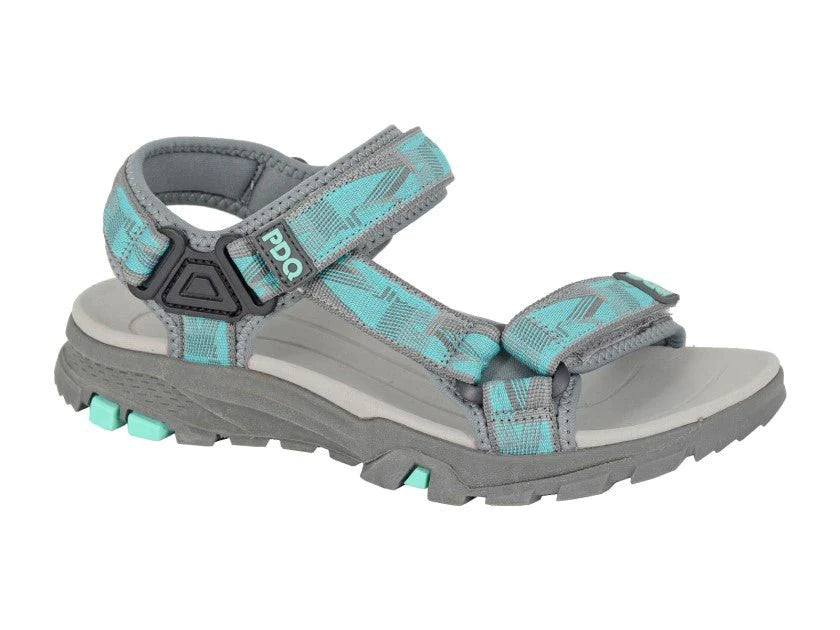 Ladies PDQ Adjustable Walking Sandal L471EF Grey/Mint