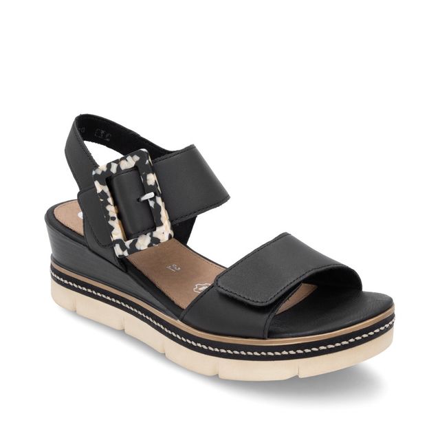 Remonte D2L53-00 Adjustable Low Wedge Sandal Black