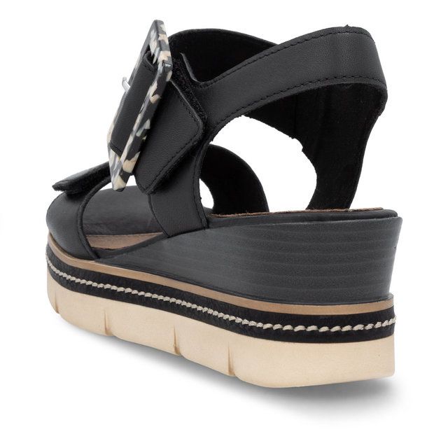 Remonte D2L53-00 Adjustable Low Wedge Sandal Black