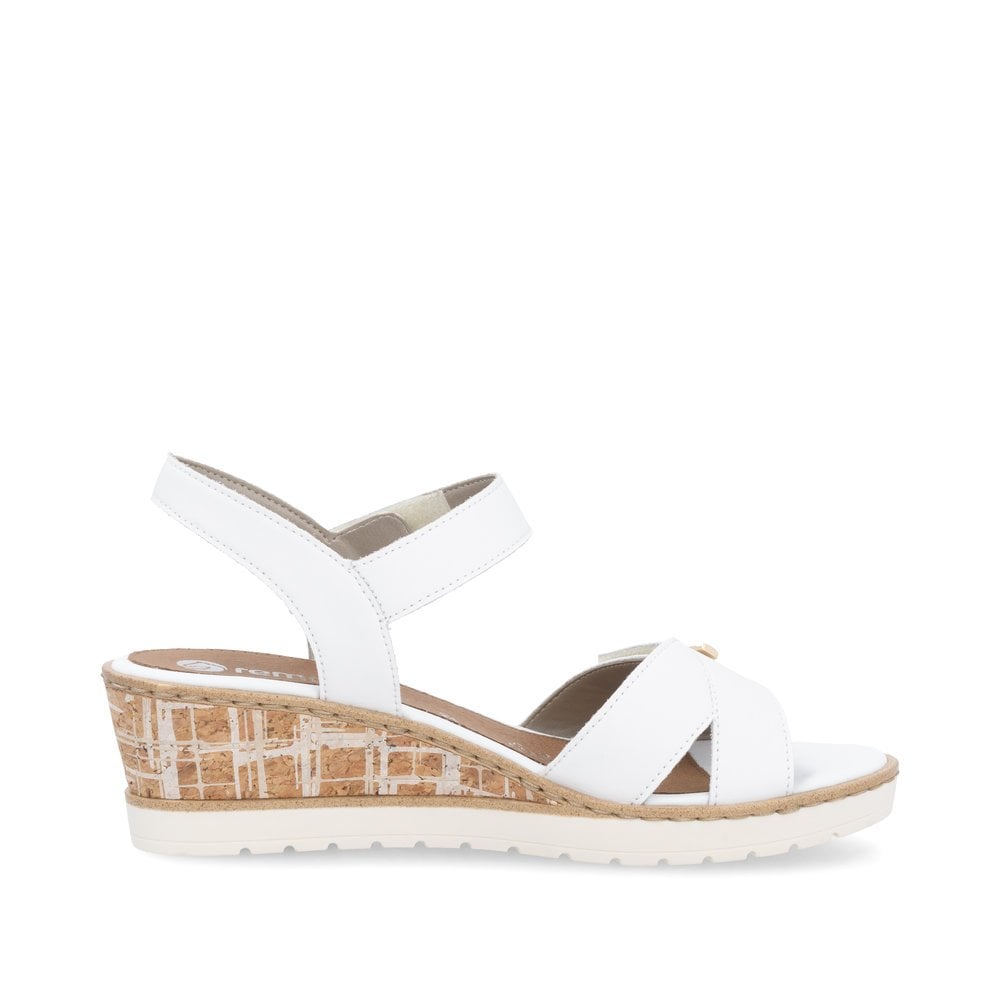 Remonte R6266-80 Adjustable Low Wedge Sandal White