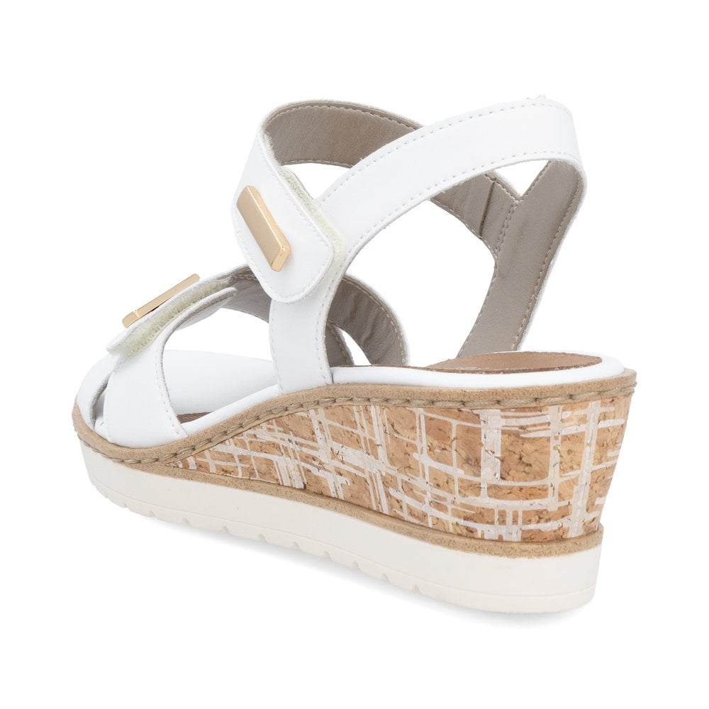 Remonte R6266-80 Adjustable Low Wedge Sandal White