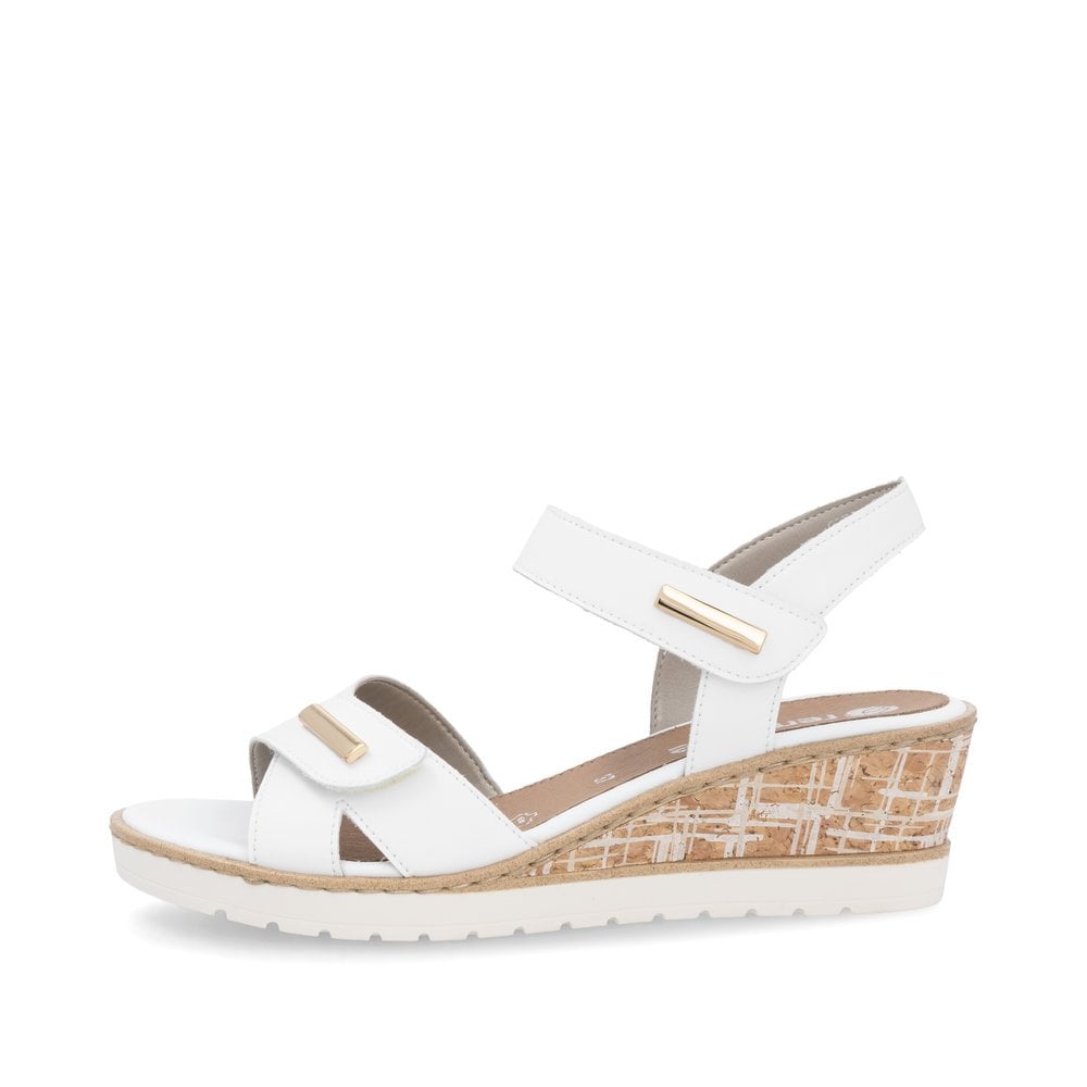 Remonte R6266-80 Adjustable Low Wedge Sandal White