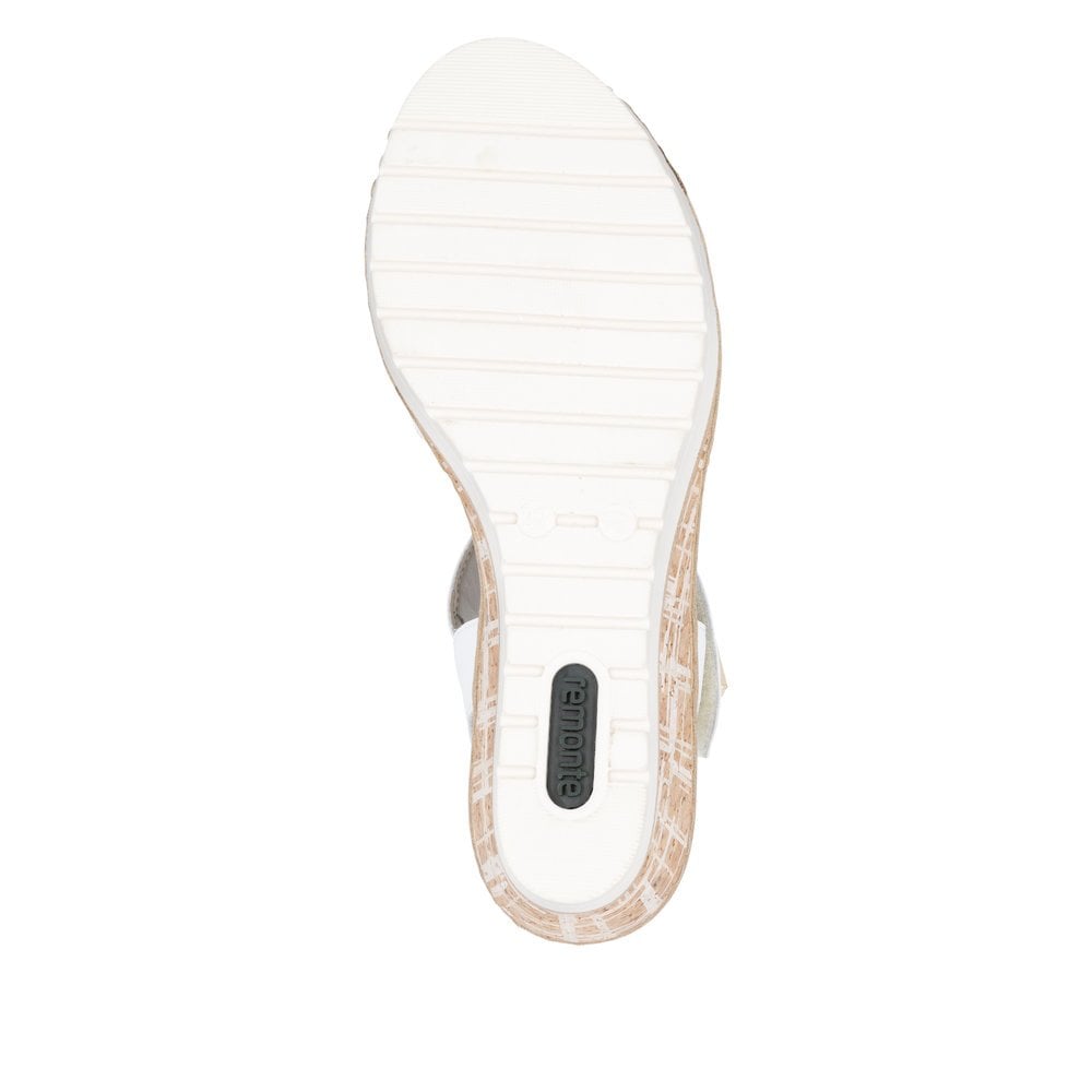 Remonte R6266-80 Adjustable Low Wedge Sandal White