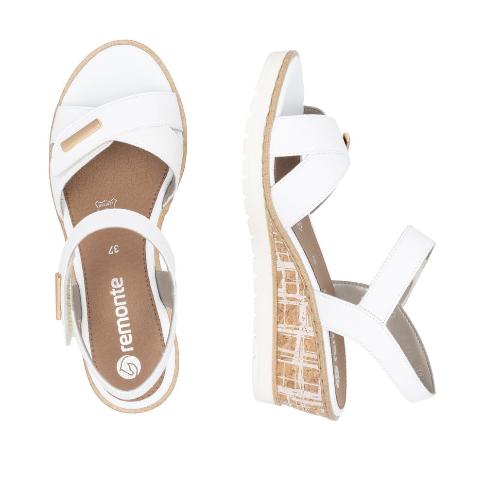 Remonte R6266-80 Adjustable Low Wedge Sandal White