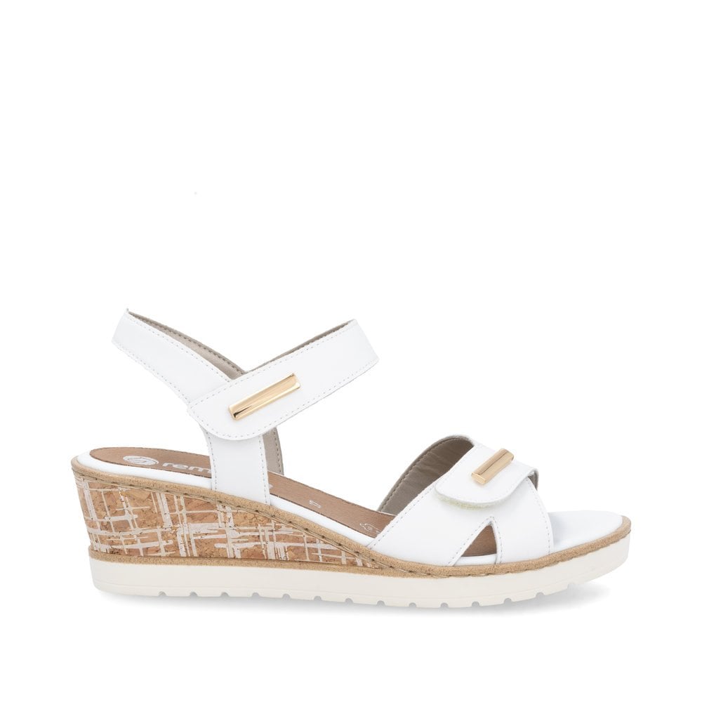 Remonte R6266-80 Adjustable Low Wedge Sandal White