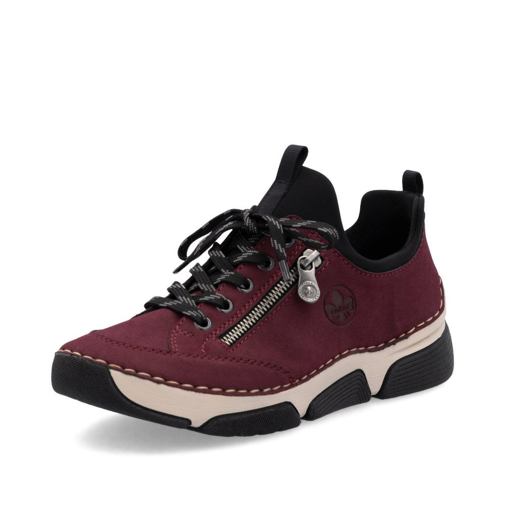 Rieker 45973-36 Ladies Slip On Lace Up Shoe Bordo