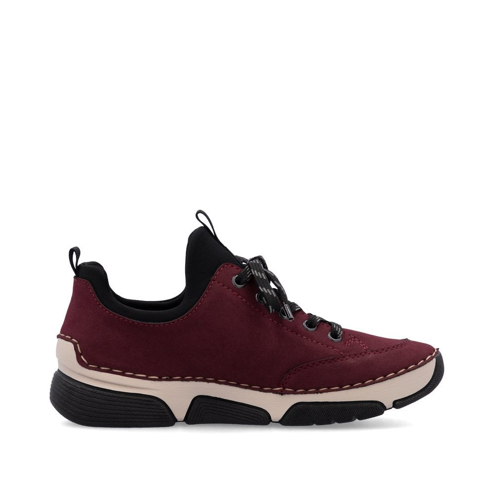 Rieker 45973-36 Ladies Slip On Lace Up Shoe Bordo