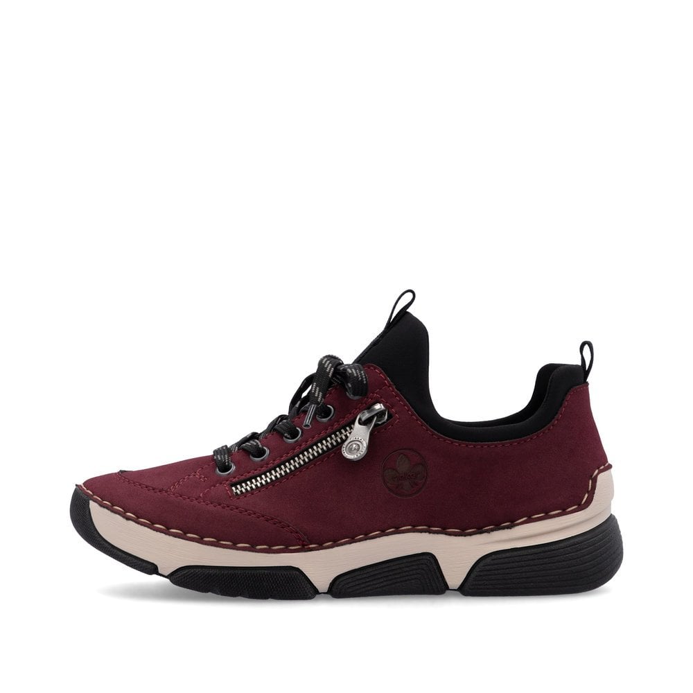 Rieker 45973-36 Ladies Slip On Lace Up Shoe Bordo