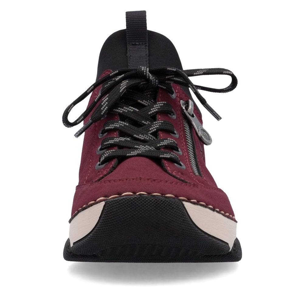 Rieker 45973-36 Ladies Slip On Lace Up Shoe Bordo