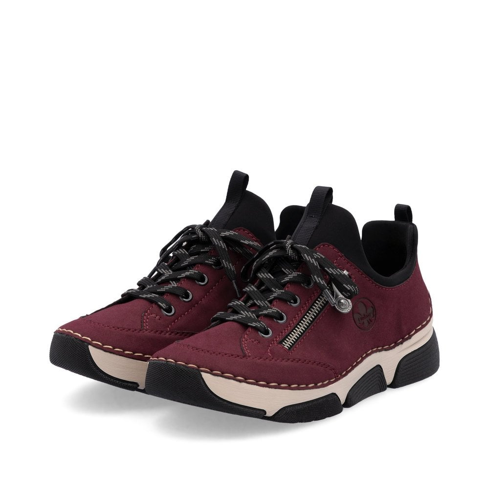 Rieker 45973-36 Ladies Slip On Lace Up Shoe Bordo