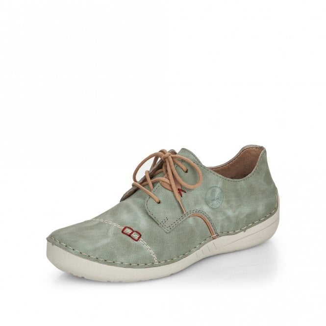 Rieker 52528-52 Ladies Lace Up Summer Shoe Mint/Beige