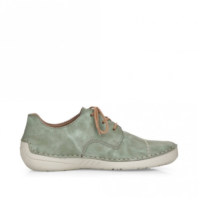 Rieker 52528-52 Ladies Lace Up Summer Shoe Mint/Beige