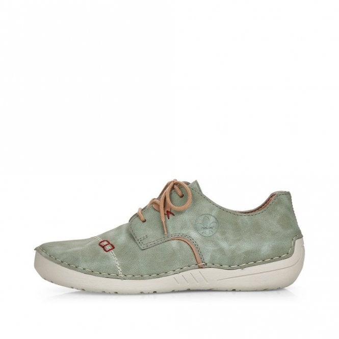 Rieker 52528-52 Ladies Lace Up Summer Shoe Mint/Beige