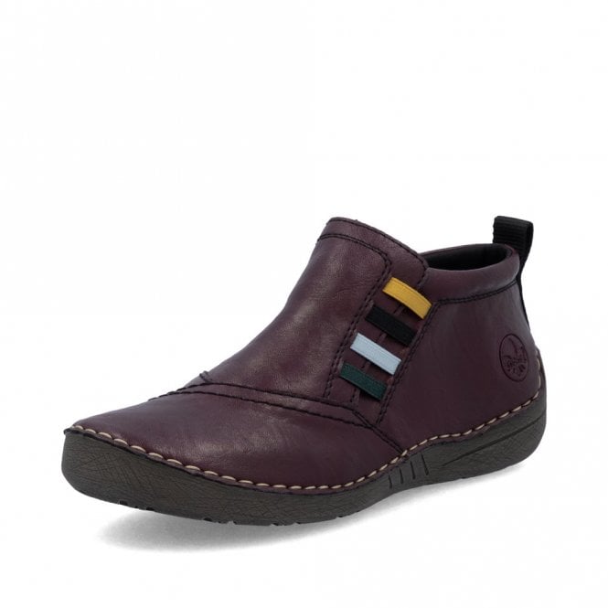 Rieker 52584-30 Ladies Zip Ankle Boots Burgundy
