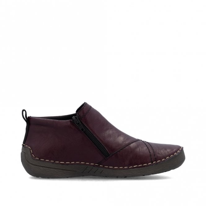 Rieker 52584-30 Ladies Zip Ankle Boots Burgundy