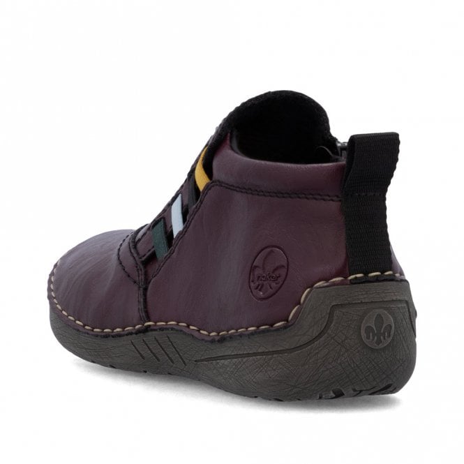 Rieker 52584-30 Ladies Zip Ankle Boots Burgundy