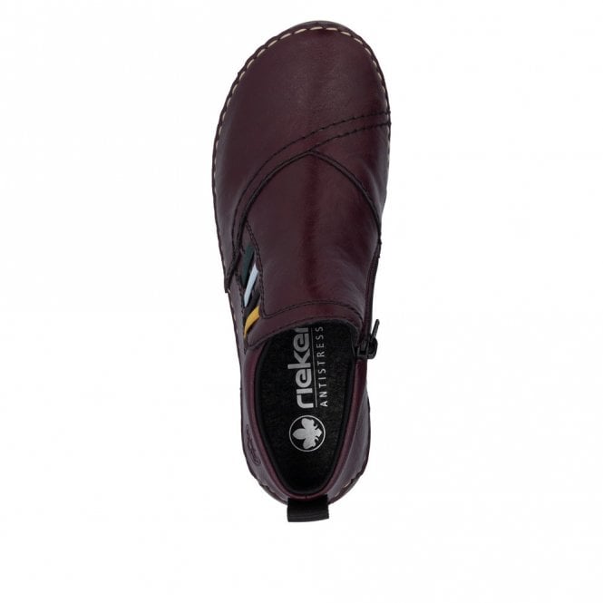 Rieker 52584-30 Ladies Zip Ankle Boots Burgundy
