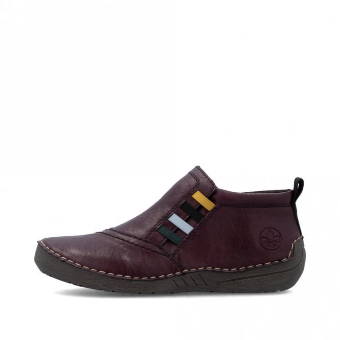 Rieker 52584-30 Ladies Zip Ankle Boots Burgundy