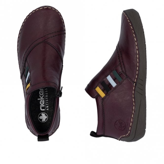 Rieker 52584-30 Ladies Zip Ankle Boots Burgundy