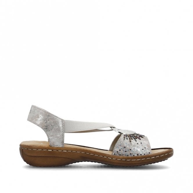 Rieker 60880-90 Elasticated Sandal Rose Metallic