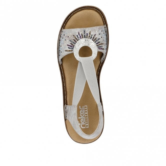 Rieker 60880-90 Elasticated Sandal Rose Metallic