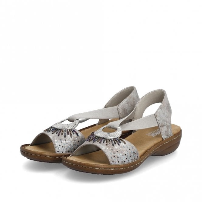 Rieker 60880-90 Elasticated Sandal Rose Metallic